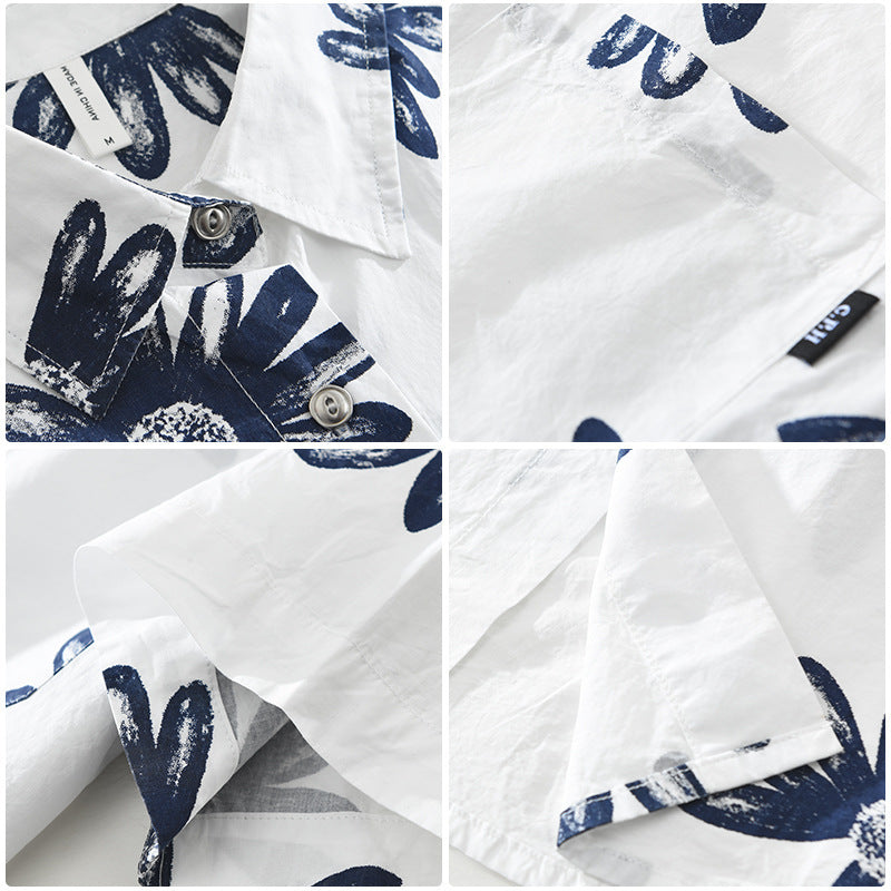 Japanisches Print Kurzarmhemd Detail Streetstyle