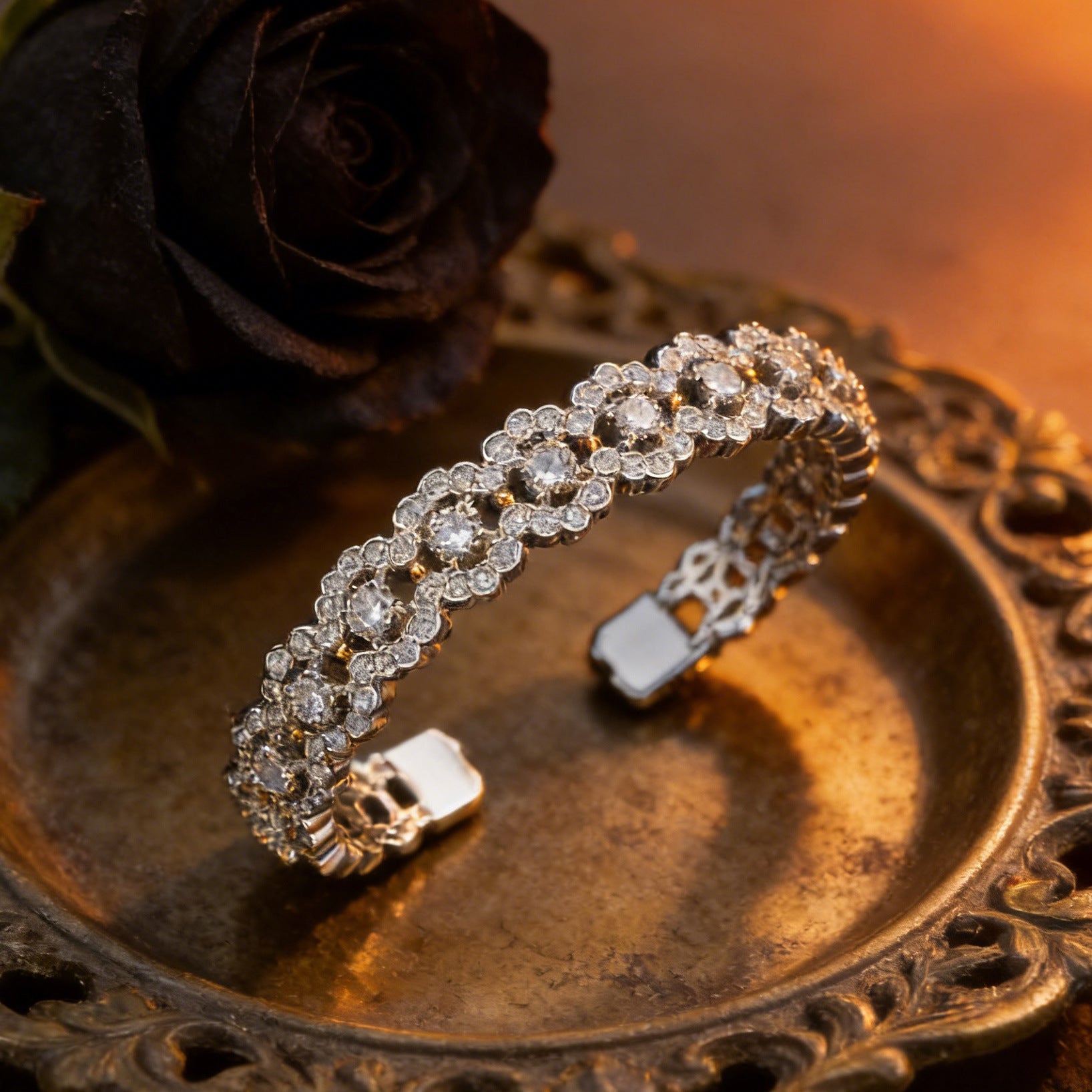 Strass Manschettenarmreif One Size alle Winkel