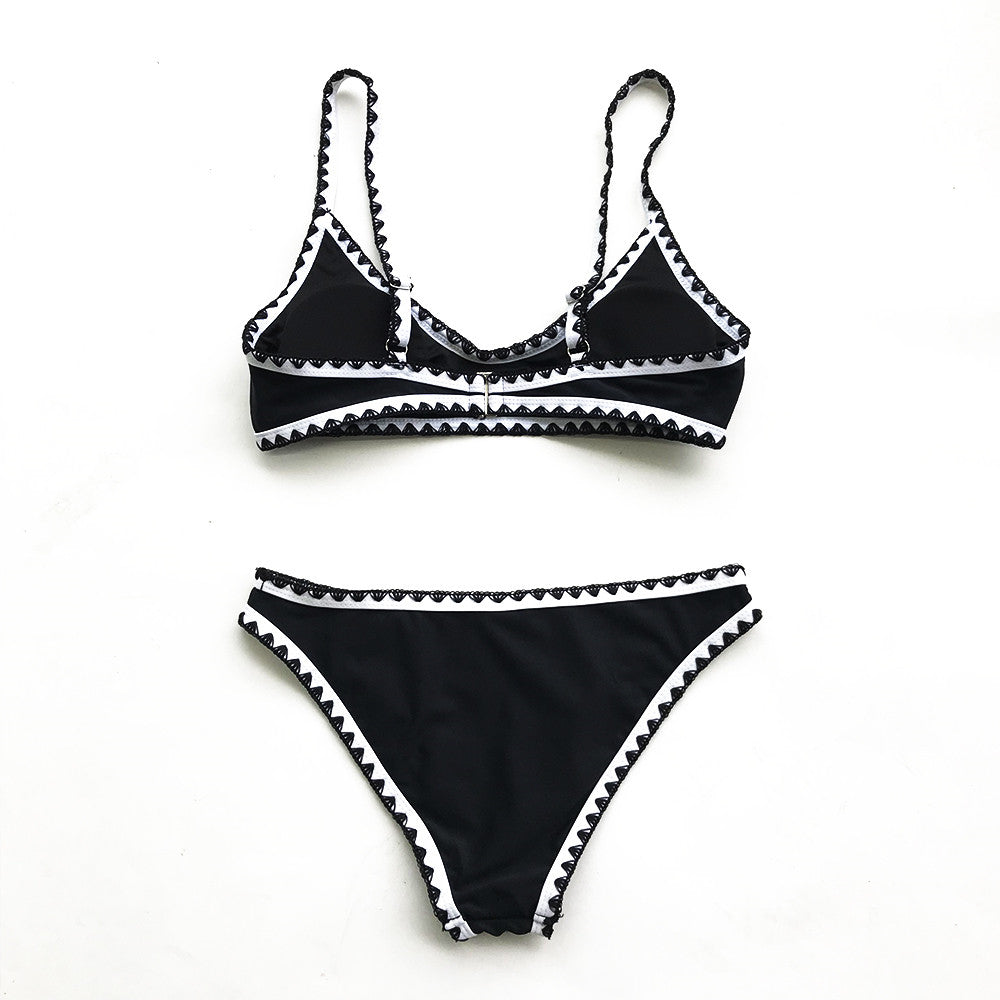 Damen Bikini Badeanzug Schwarz Rückansicht