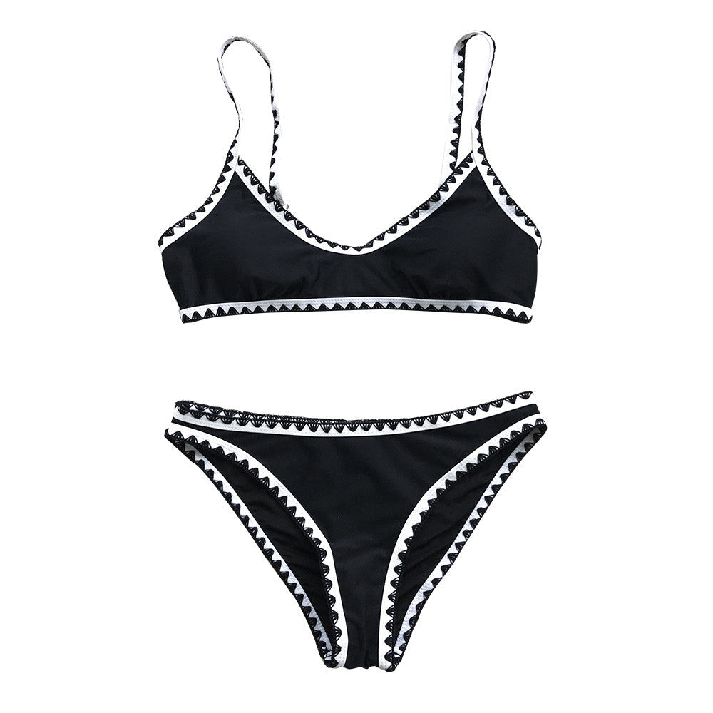 Damen Bikini Badeanzug Schwarz Seitenansicht