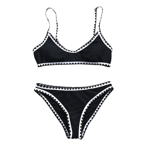 Damen Bikini Badeanzug Schwarz Seitenansicht