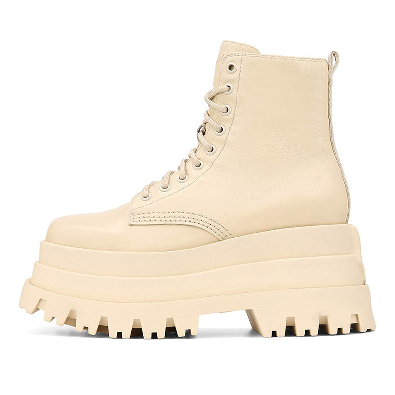 Damen Plateau Stiefeletten mit dicker Sohle und Schnürung – Muffin Martin Boots BodyLuxCare
