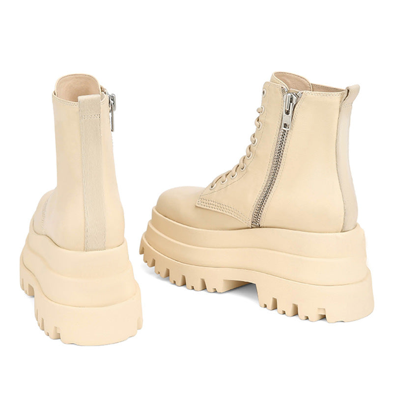 Damen Plateau Stiefeletten mit dicker Sohle und Schnürung – Muffin Martin Boots BodyLuxCare