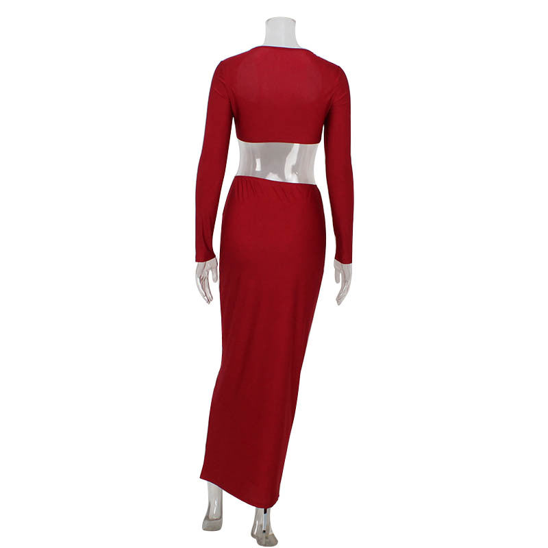 Damen-Zweiteiler Burgunder Rückansicht Mannequin Hüftrock – BodyLuxCare