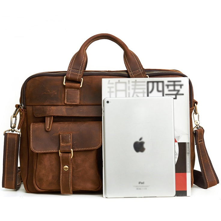 Herren Ledertasche Retro Rindsleder Seitenansicht