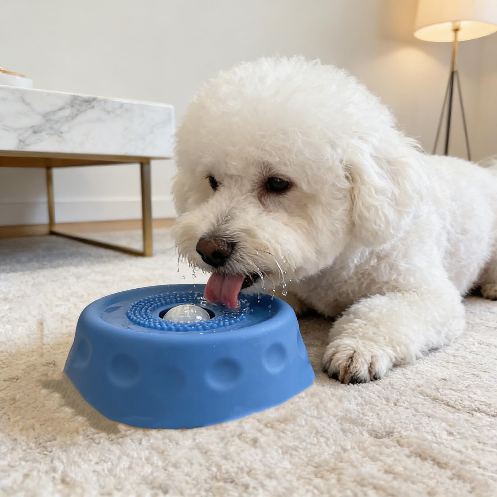 Hund Lecknapf Ball Grau Interaktiv Slow Feeder