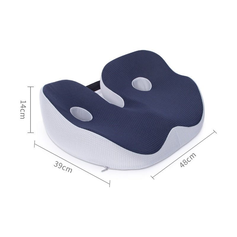 Ergonomisches Memory-Foam Sitzkissen mit U-Aussparung auf Bürostuhl