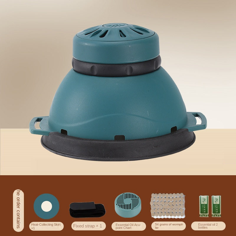 Anwendung des Moxibustion Wärmegeräts an Schultern zur Schmerzlinderung