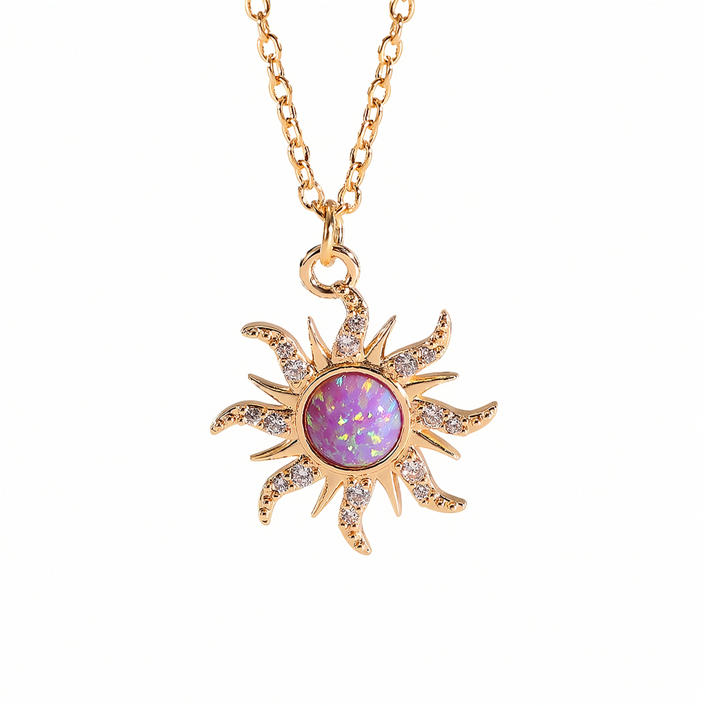 Sonnen-Halsketten-Set für Damen – Zirkon Blumen-Anhänger | Elegant & Vielseitig | Gold & Silber