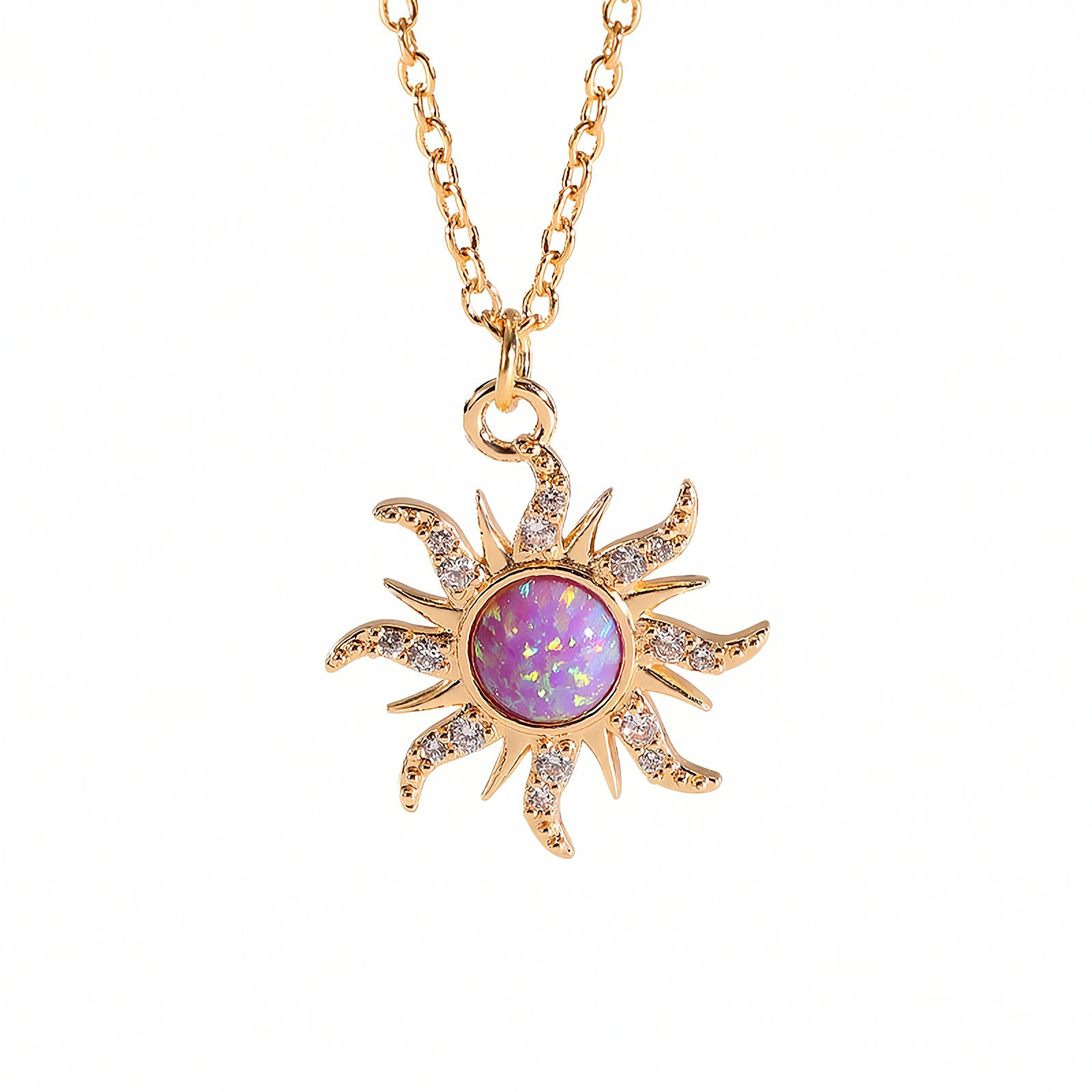 Sonnen-Halsketten-Set für Damen – Zirkon Blumen-Anhänger | Elegant & Vielseitig | Gold & Silber