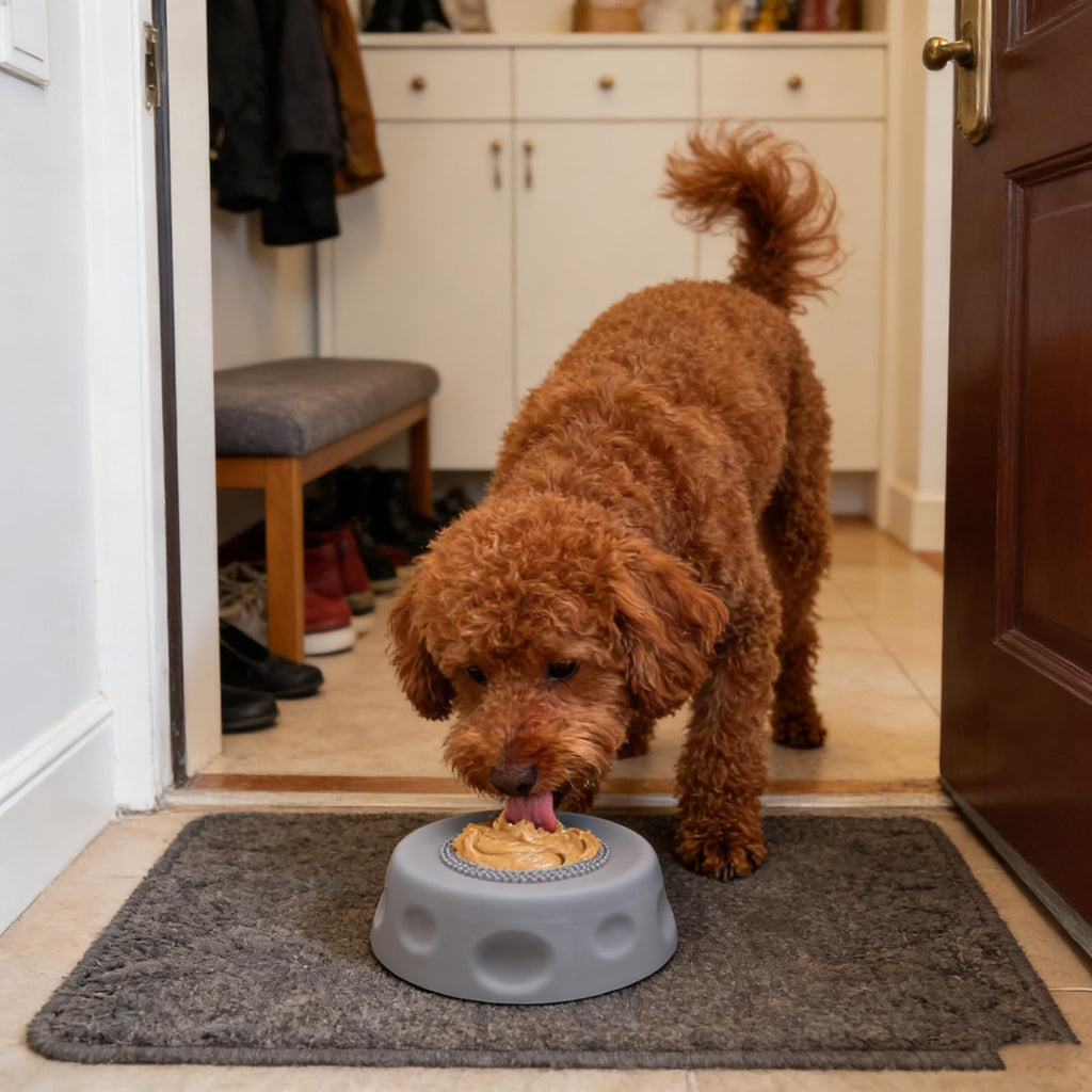 Slow Feeder Hundnapf Ball Verwendung Hund frisst