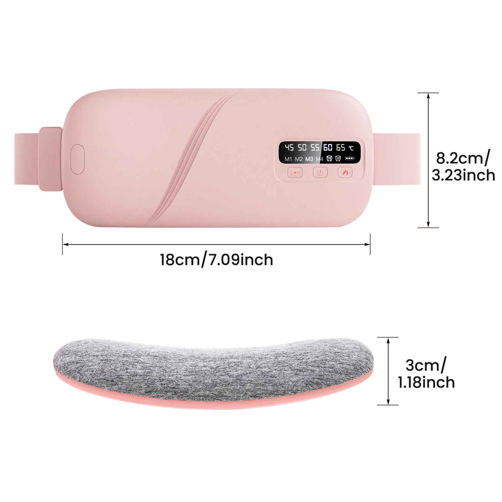 Wärme-Massagegürtel Frauen Rosa Maße Temperaturanzeige Display – BodyLuxCare