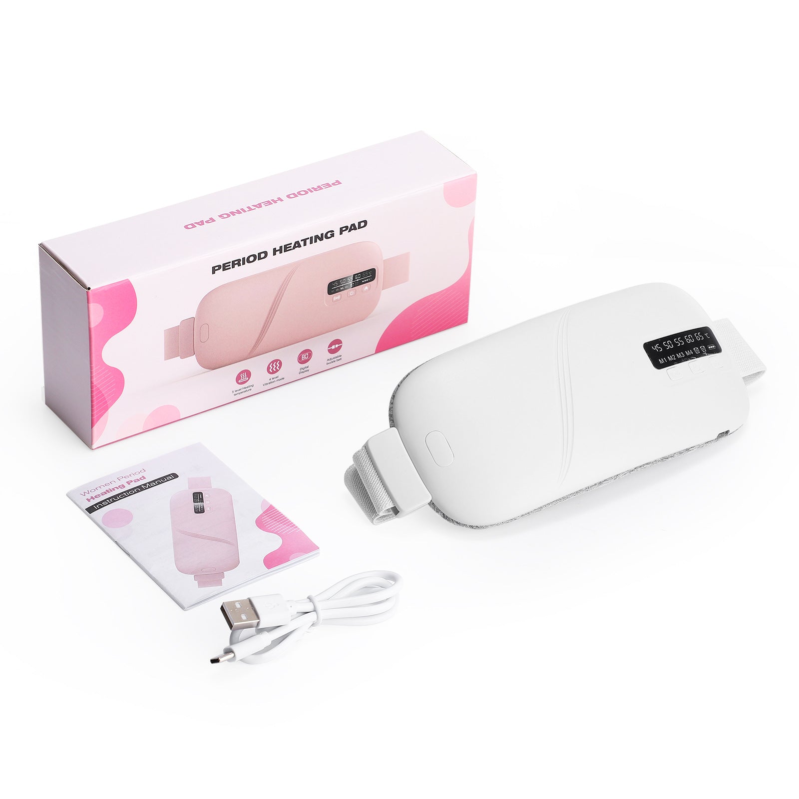 Wärme-Massagegürtel Frauen Weiß Box Zubehör Kabel Anleitung – BodyLuxCare
